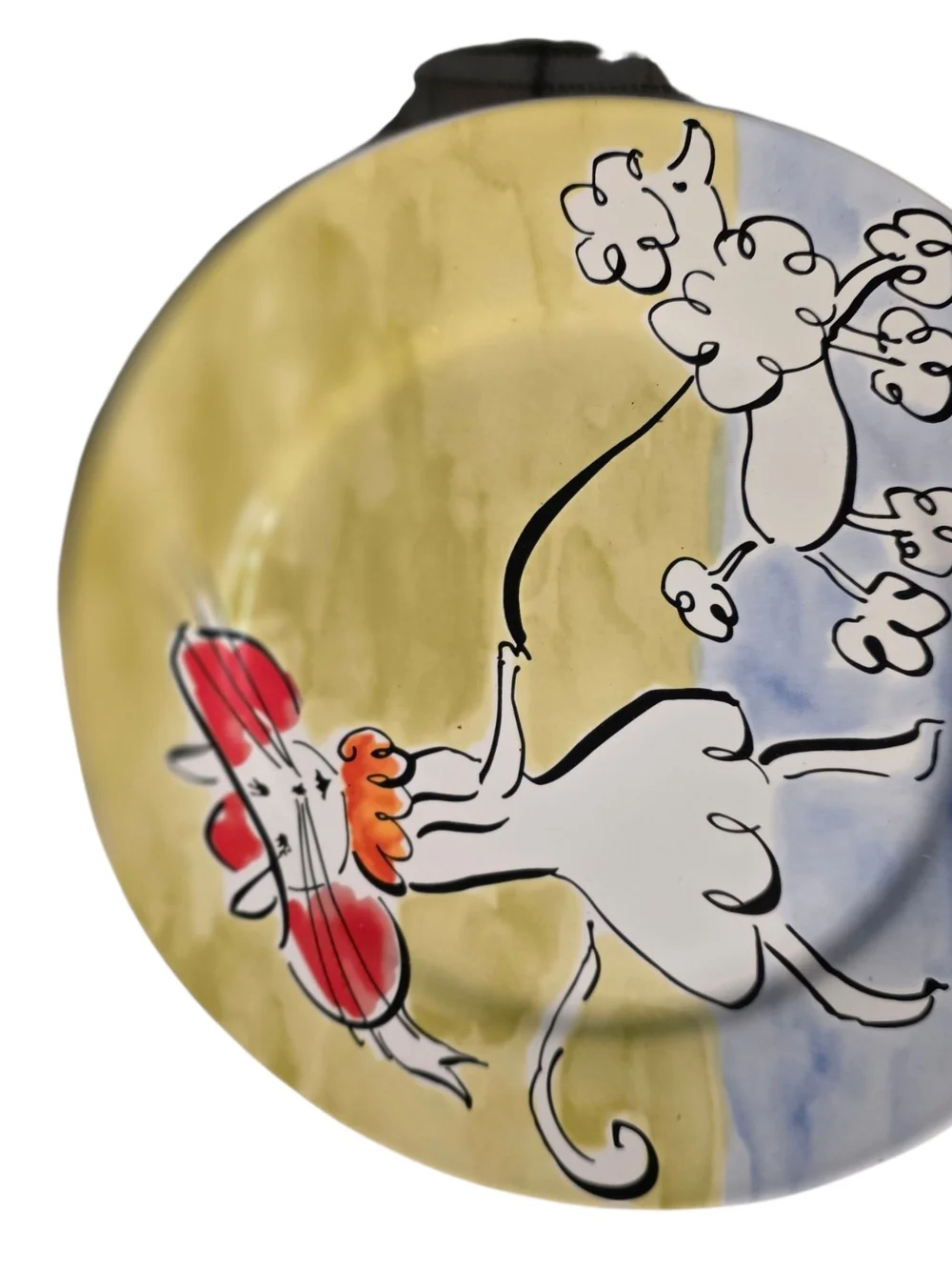 Rosanna Multicolor Parisian Cat Decorative Plates - Red, Blue, Yellow, Cream